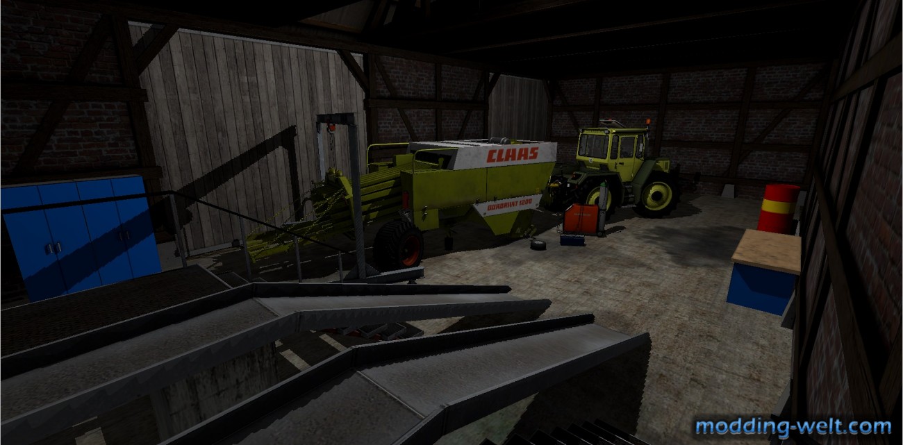 MB Trac 1600 mit Claas Quadrant 1200 in der Werksatt