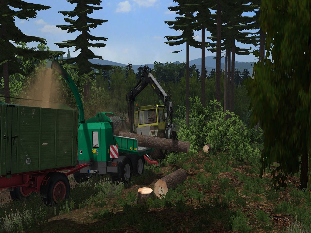 Holz häckseln mit dem Benz