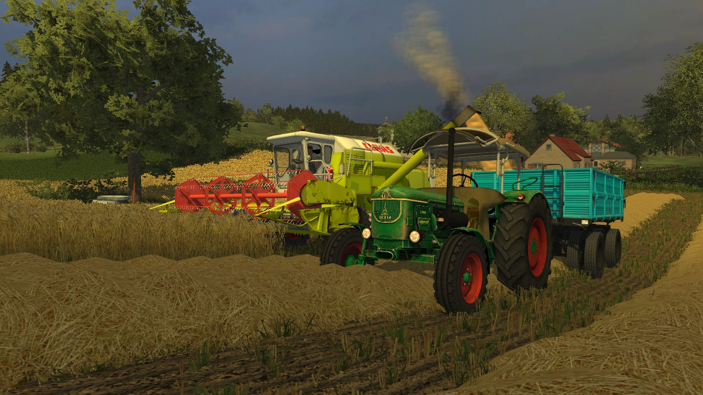 Deutz D8005 und Dominator am Dreschen :)