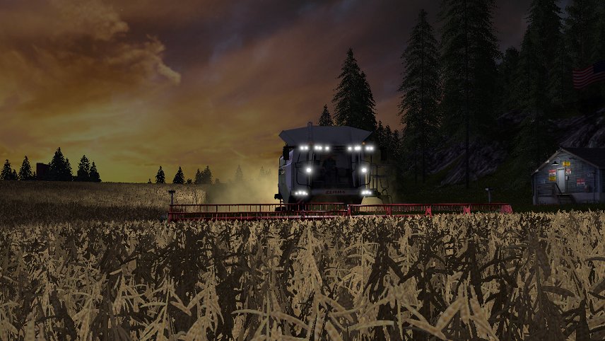 Dreschen in der Abenddämmerung