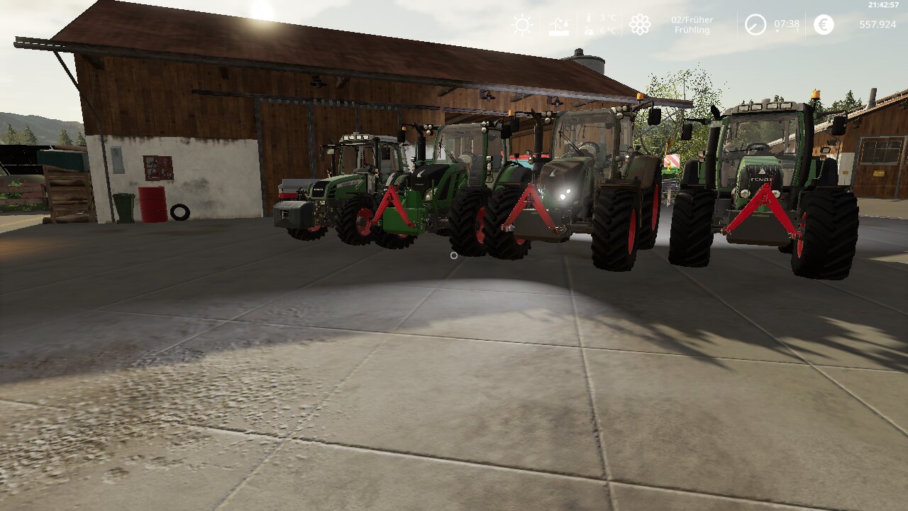 Mein Aktueller Fuhrpark auf der Holzer Map von link Fendt Farmer 309 CI mit Frontlader; Fendt Vario 516 mit Frontlader; Fendt Vario 720 S4 und Fendt 820 TMS