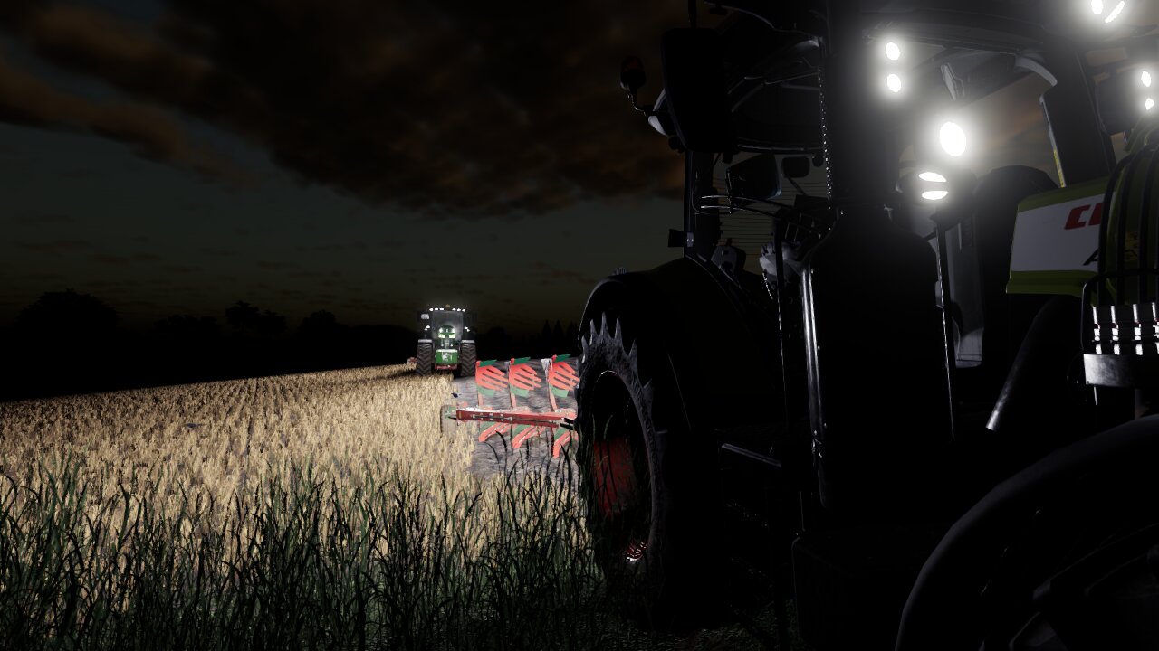 Duo-Pflügen in der Nacht