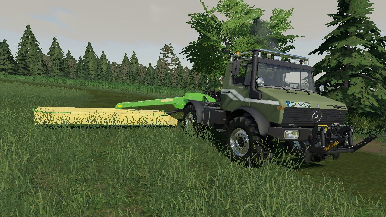 Nachbar Mäht mit seinem Unimog