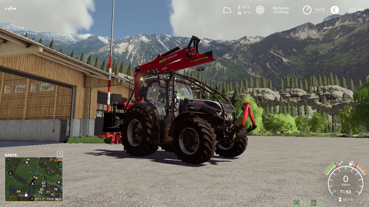 Steyr 4145 mit woodelifer auf der walchen rp map