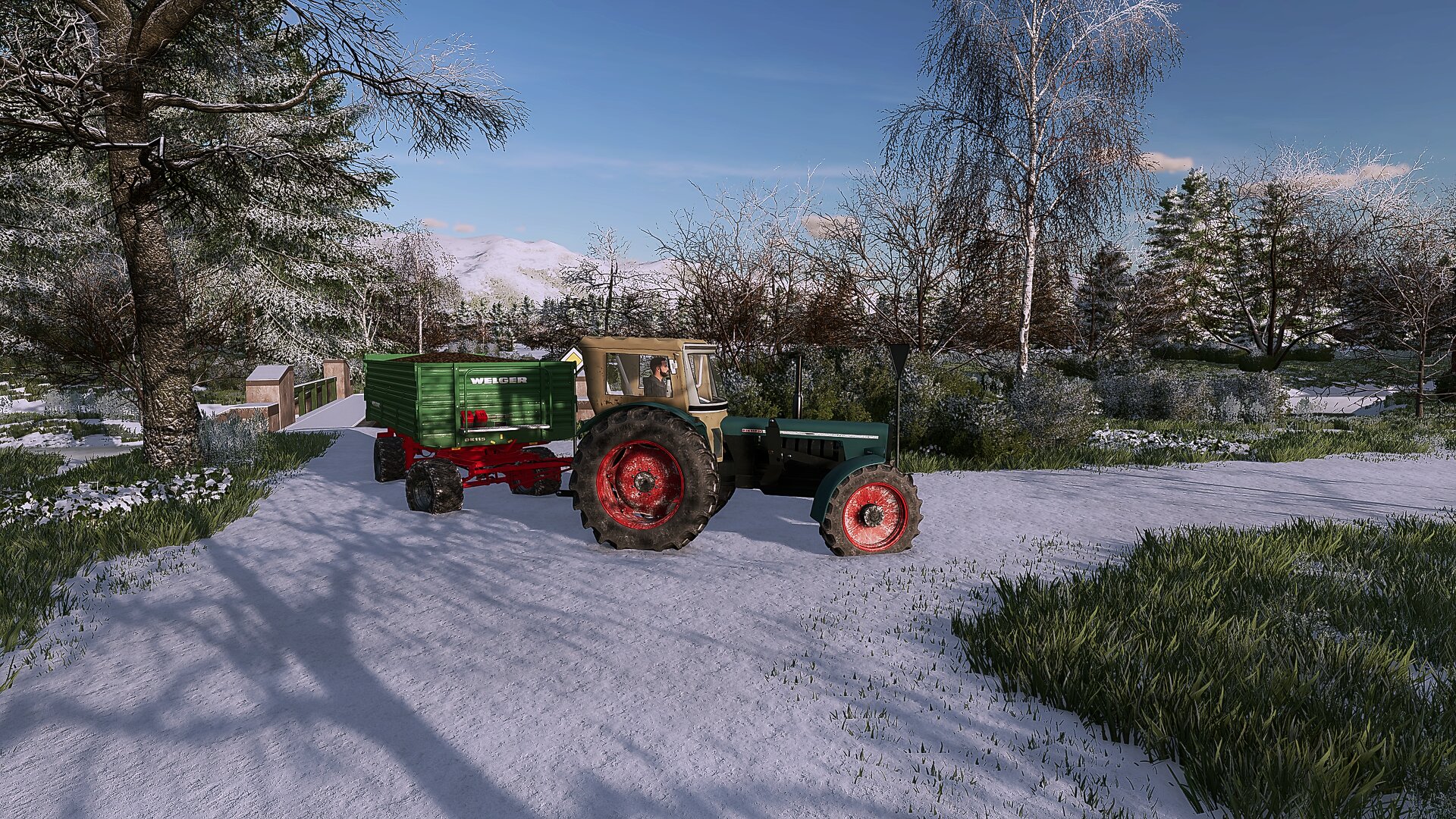 Bei schönstem Winter-Wetter Kartoffeln aus dem Lager verkaufen fahren...