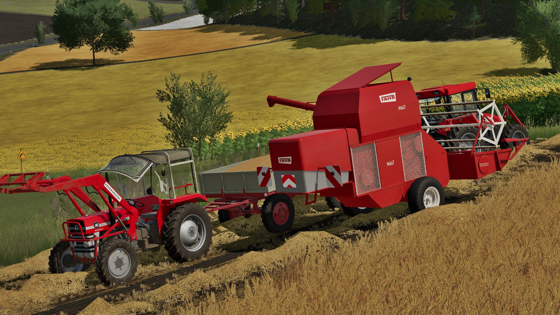 Dreschen mit dem CS75 und Abfahren mit dem MF 140 Allrad