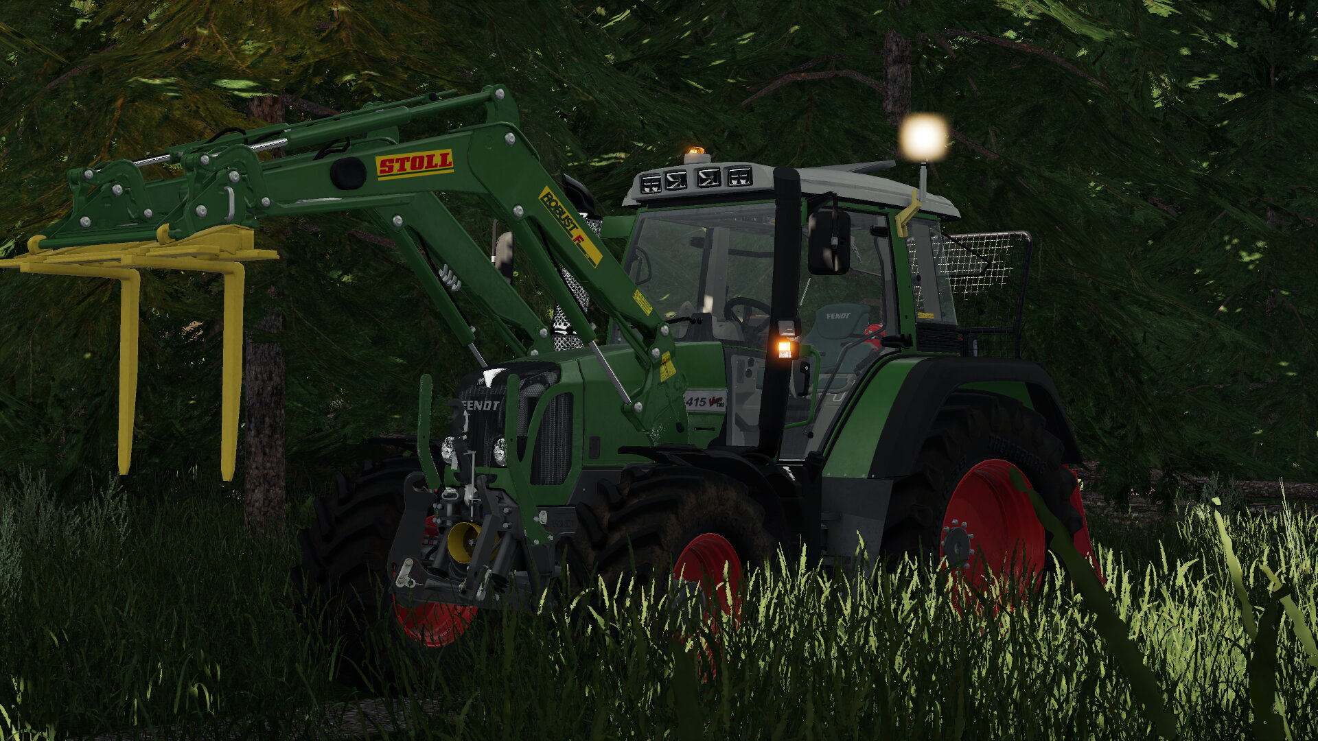 mit dem Fendt 415 im Wald