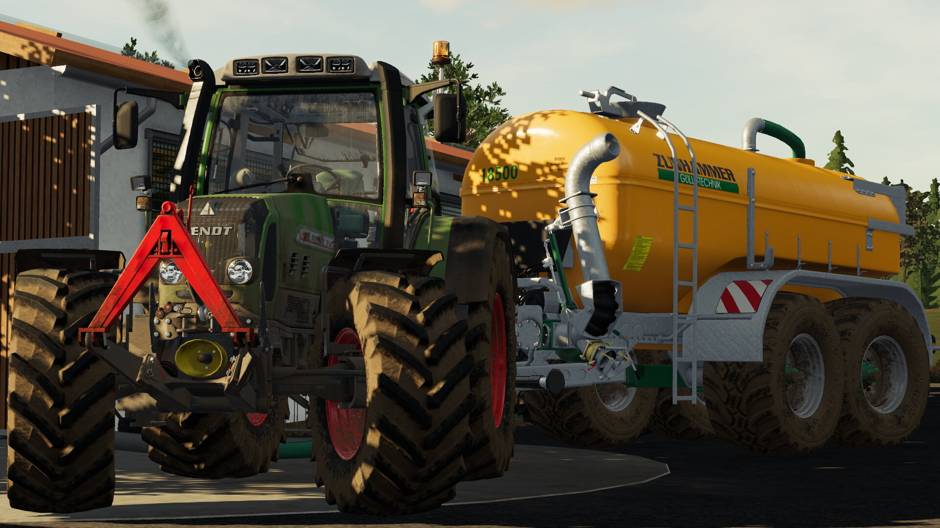 Mit dem Fendt 714 und mit dem 18500 Zunhammer fass Gülle fahra