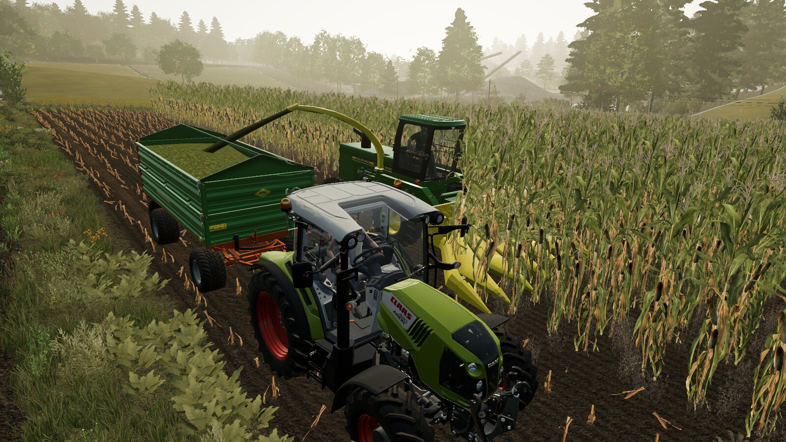 Mais häckseln mit john deere und claas