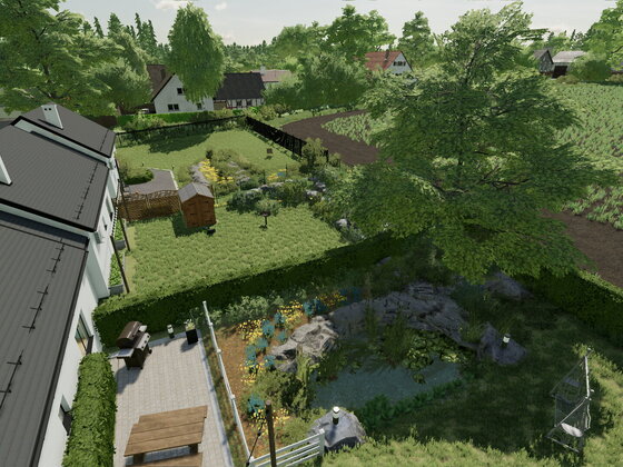 Rehbach Umbau:  US-Siedlung am Dorfrand mit Gärten