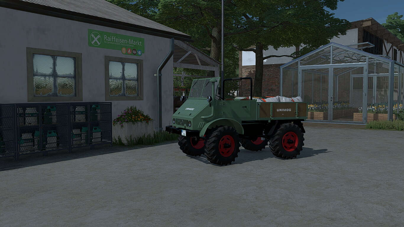 Unimog U 411 beim Gemüsedünger holen