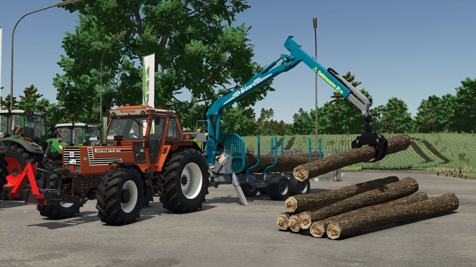 Fiatagri 130-90 Turbo DT + Pfanzelt Rückewagen (FS25)