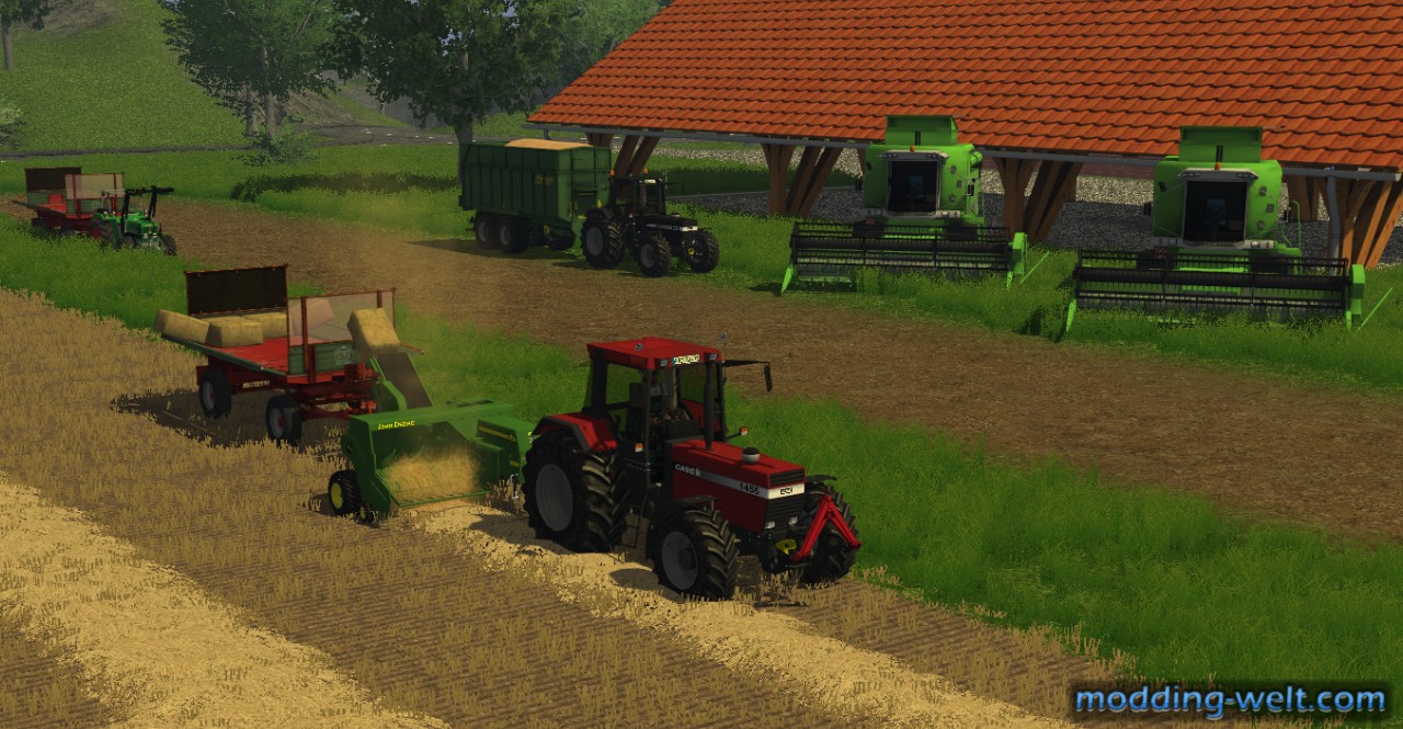 Dreschen und pressen mit Case und Deutz