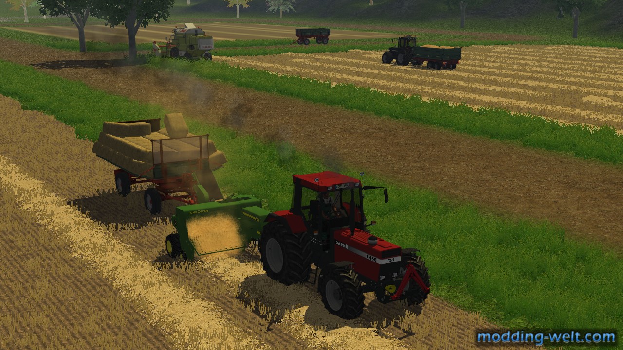 Dreschen und pressen mit Case und Deutz