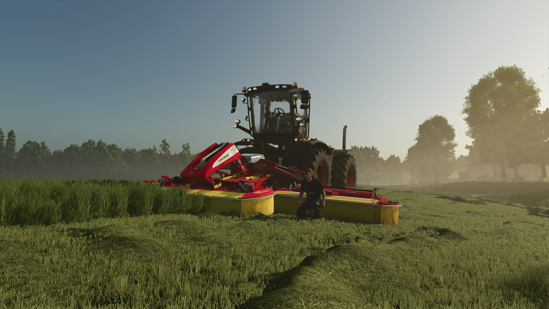 Xerion 3800 VC mit Pöttinger Mäh Combi beim Letzten Schnitt