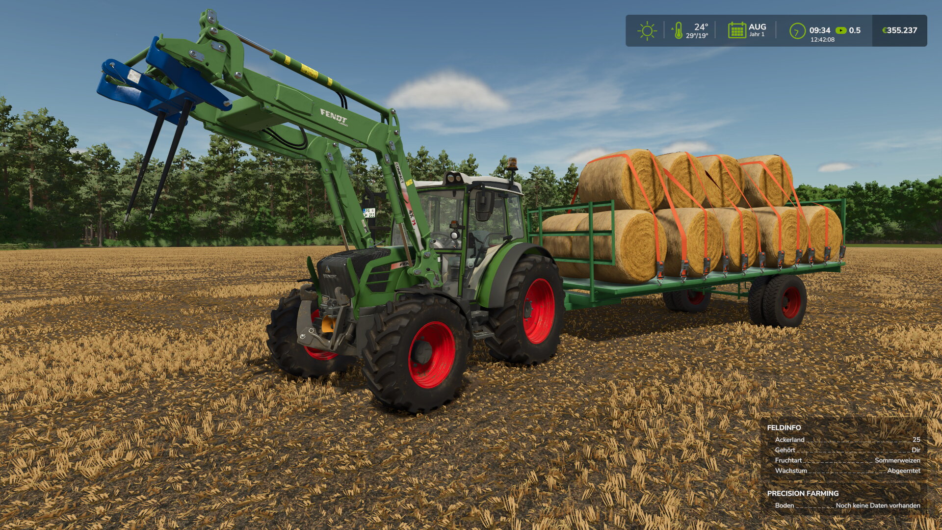 Strohballen Heim fahren