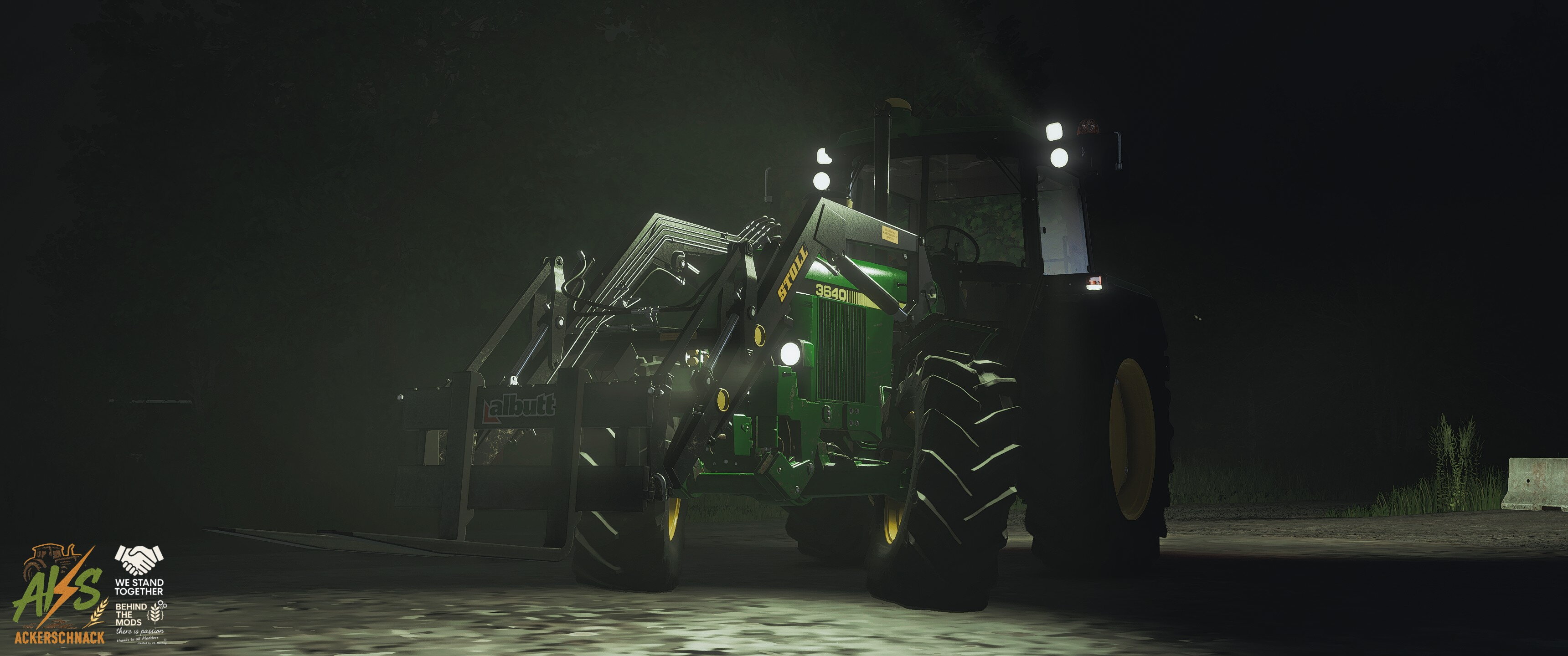 Am frühen Morgen wird der Trecker umgebaut