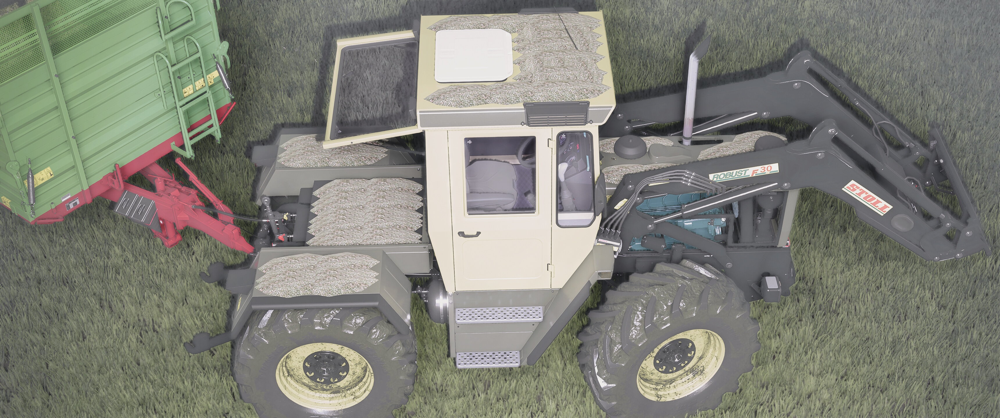 Häcksler Fahrer kann wohl nicht den Hänger treffen...