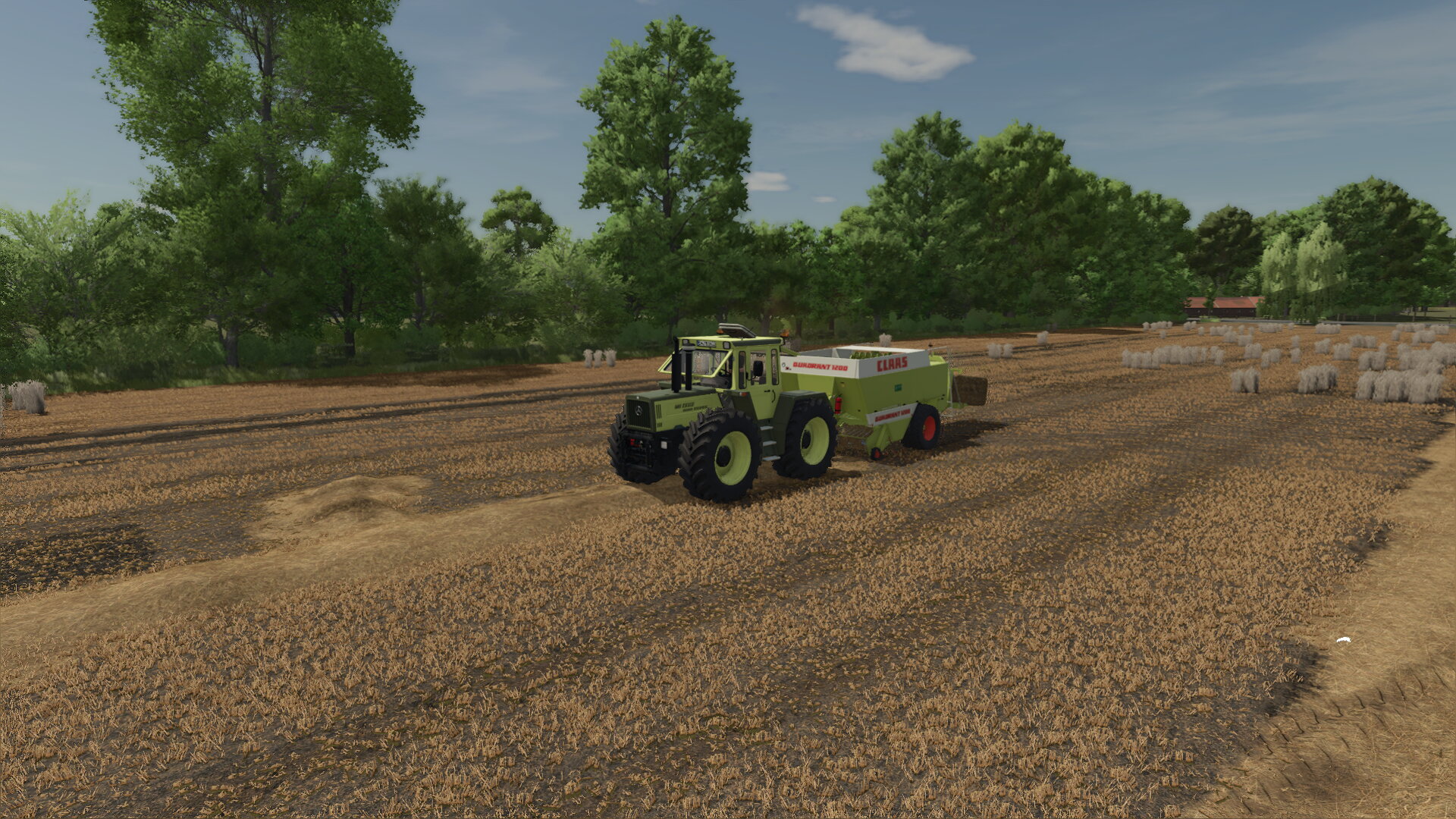 Wintergersten Stroh Pressen mit MB Trac 1600 Turbo und Claas Quadrant 1200