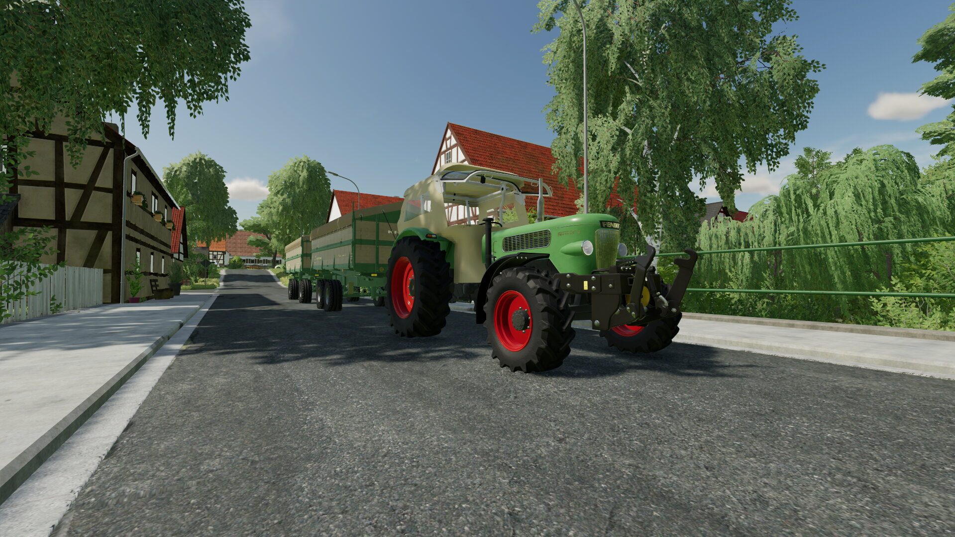Mit dem Favorit 4 Getreide weg bringen mir Krone Emsland Anhänger