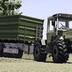 MBtrac 800 + Fliegl Kipper beim abfahren