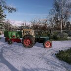 Bei schönstem Winter-Wetter Kartoffeln aus dem Lager verkaufen fahren...