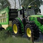 John Deere 6215R mit einem Krone ZX 430 GD