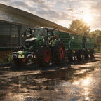 Nach dem Regen geht’s weiter 🚜🌧️ Traktor unterwegs auf der Landstraße, nasse Fahrbahn, frische Luft und echtes Landleben. So sieht ein ganz normaler Tag auf dem Land aus 🌾