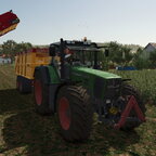 Favorit 920 mit Veenhuis Kipper am Kartoffeln abfahren.